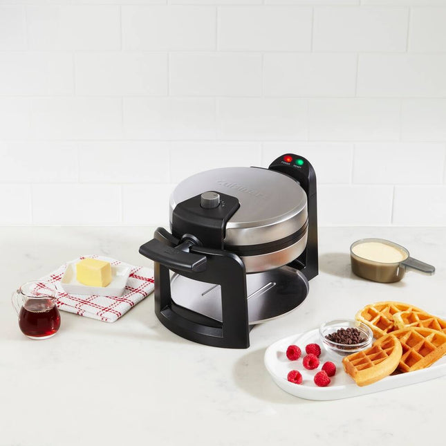 Flip Style Round Belgian Waffle Maker Electric Nonstick Kitchen Appliance