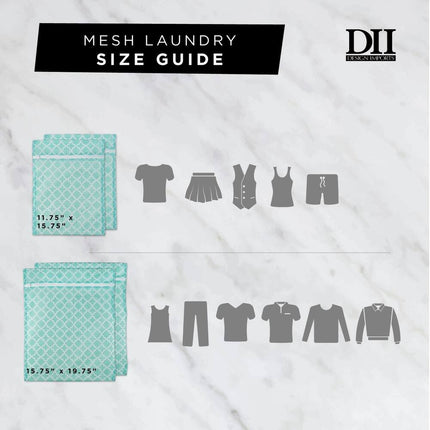 Set of 6 Mesh Laundry Bags DII Aqua Lattice Design for Clothing Protection
