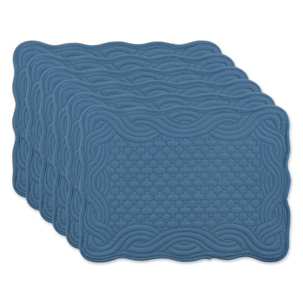 Set of 6 French Blue Quilted Farmhouse Placemats by DII
