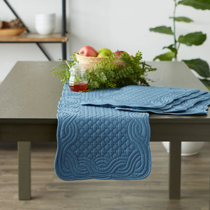 Set of 6 French Blue Quilted Farmhouse Placemats by DII
