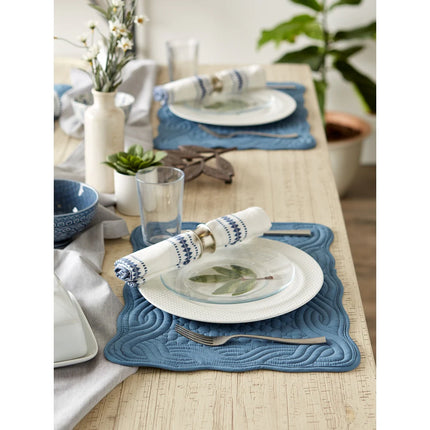 Set of 6 French Blue Quilted Farmhouse Placemats by DII