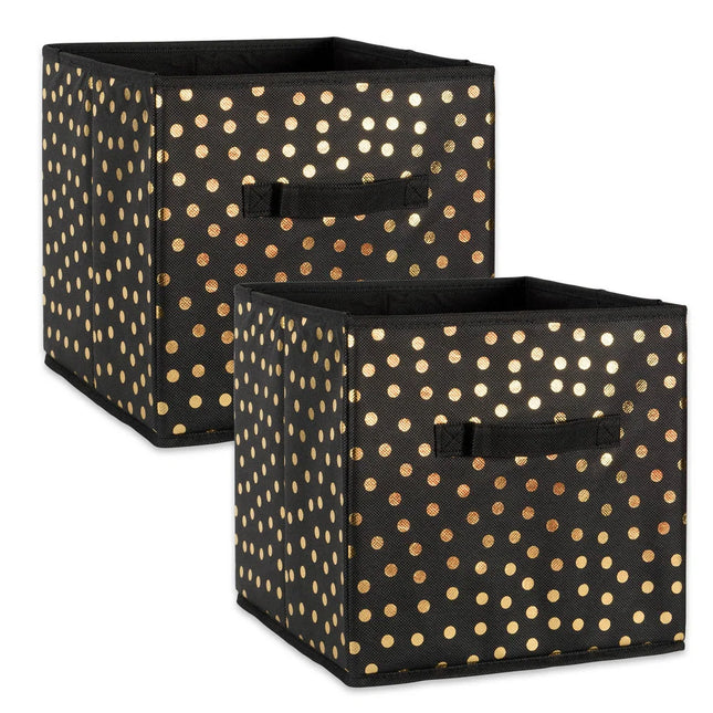 Decorative Nonwoven Polyester Cube Organizer Box Small Dots Design