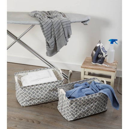 DII Cotton Poly Laundry Bin Rectangle Set of 2 Collapsible Storage Baskets