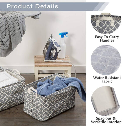 DII Cotton Poly Laundry Bin Rectangle Set of 2 Collapsible Storage Baskets