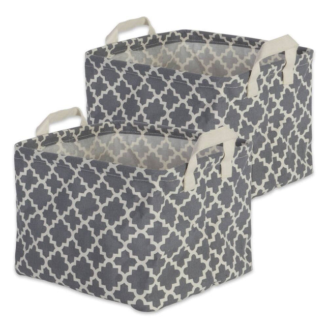 DII Cotton Poly Laundry Bin Rectangle Set of 2 Collapsible Storage Baskets