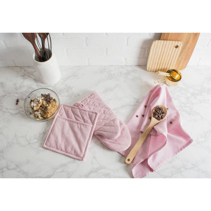 Set of 2 Chambray Potholders – Barn Red, Durable Kitchen Accessory