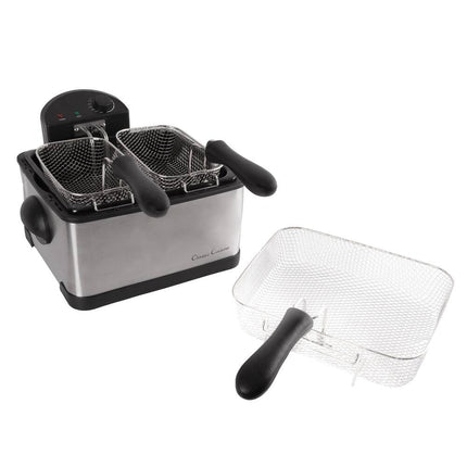 4-Liter Electric Deep Fryer Dual Basket Oil Fryer Large & Small Baskets
