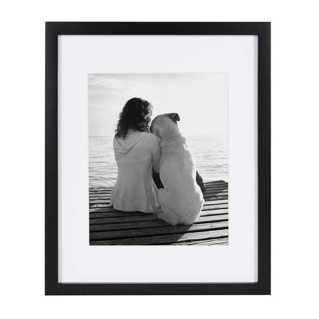 Black Gallery Wood Picture Frame 11x14 Inch Matted to 8x10 Wall Photo Display