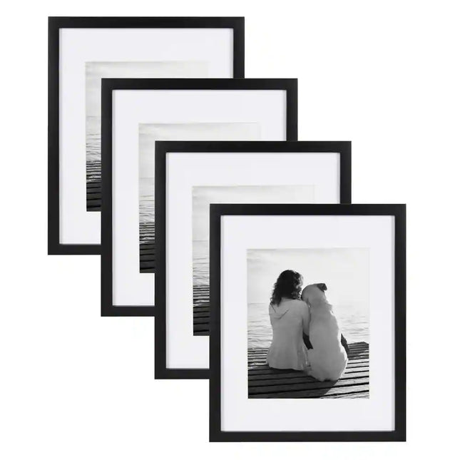 Black Gallery Wood Picture Frame 11x14 Inch Matted to 8x10 Wall Photo Display