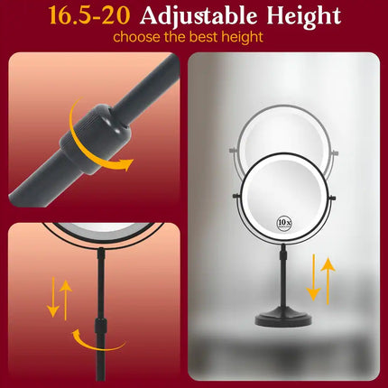 Desktop Makeup Mirror with 3 Color Lights 1X 10X Magnifying Touch Control