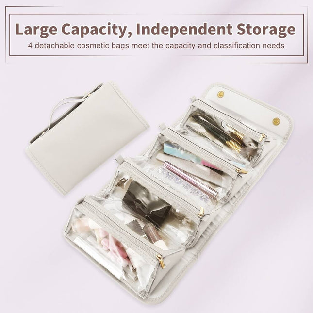 4 in 1 Detachable Makeup Bag Travel Cosmetic Organizer with Removable Compartments