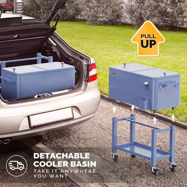 Detachable Upgraded 80QT Patio Cooler with Wheels and Serving Tray Portable