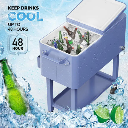 Detachable Upgraded 80QT Patio Cooler with Wheels and Serving Tray Portable