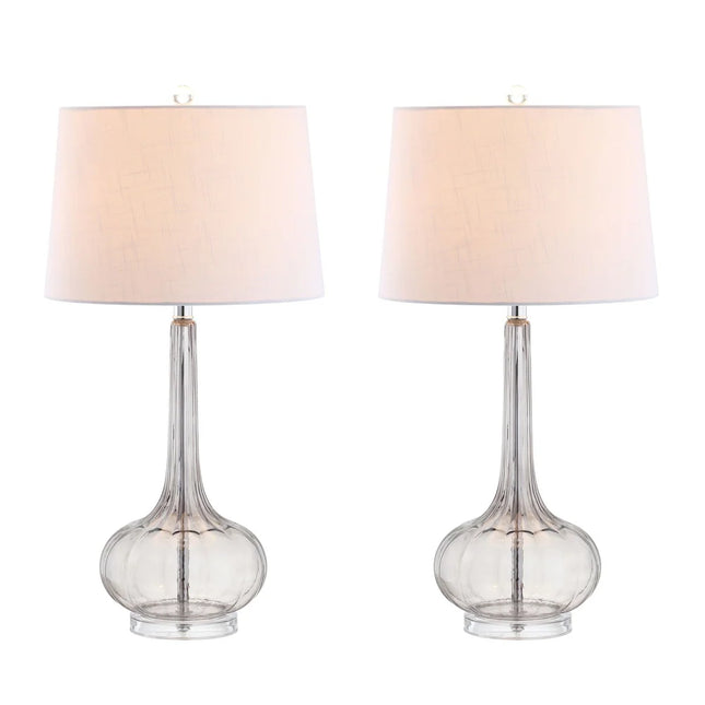 Pink Glass Teardrop LED Table Lamp 28.5 Inch Set of 2 Y Diamante