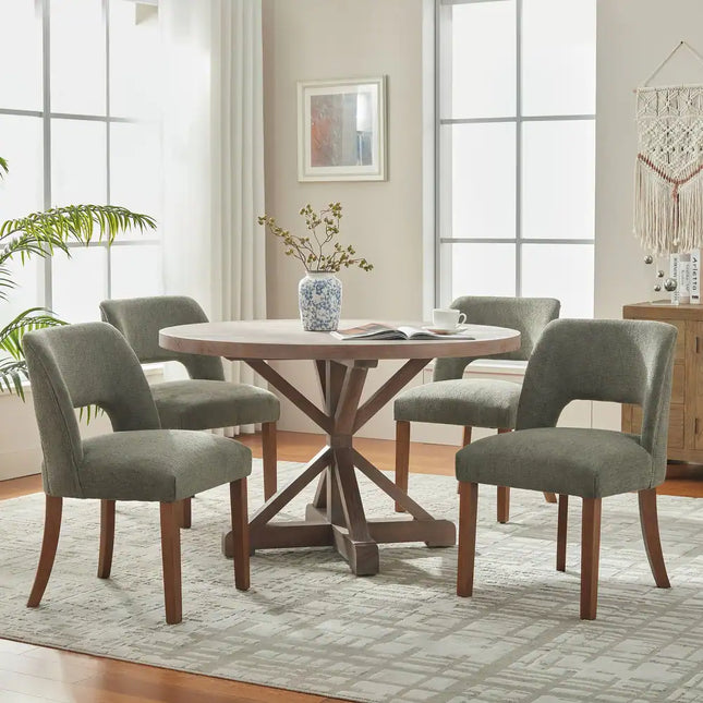 Dining Chairs Set of 2/4/6 – Fabric Upholstered Kitchen Chairs with Wood Legs
