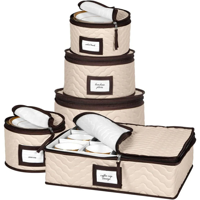 5 Piece Dinnerware Storage Organizer Set for China Plates Bowls Cups Storage