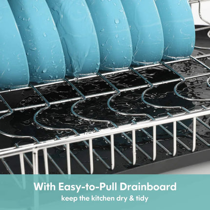 Double Tier Stainless Steel Dish Rack – With Drainboard & Utensil Holder