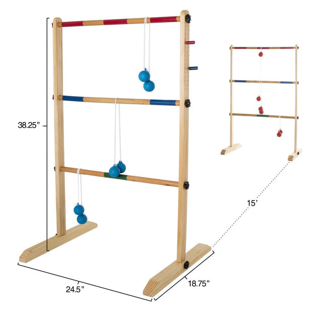 Double Wooden Ladder Toss Game with 6 Bolas Natural Wood Outdoor Yard Game