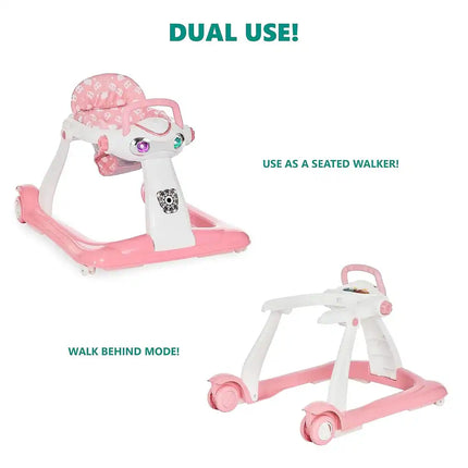 2-in-1 Charlie Car Walker Pink Baby Push Walker Ride On Toy