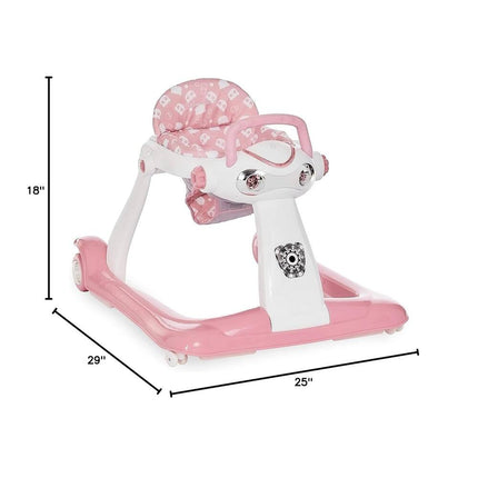2-in-1 Charlie Car Walker Pink Baby Push Walker Ride On Toy