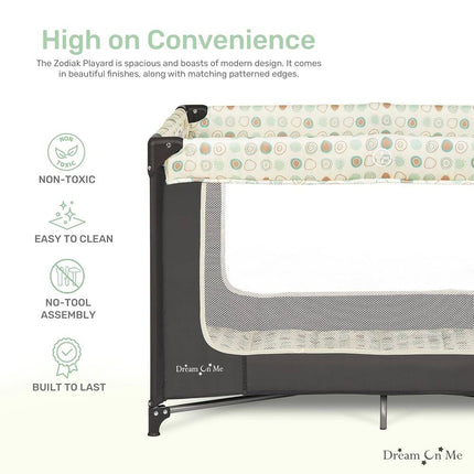 Zodiak Portable Playard Foldable Baby Playpen with Carry Bag Travel Crib
