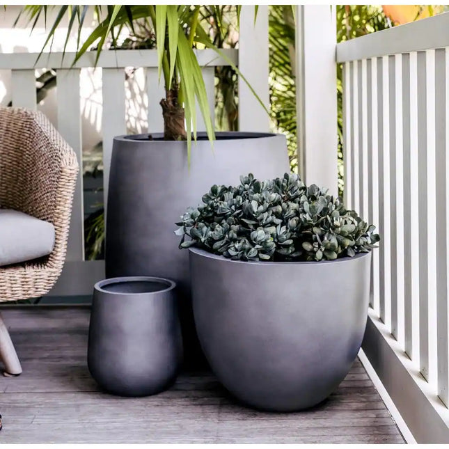 Long Beach Fiberstone Egg Planter Pot for Stylish Indoor and Outdoor Plant Display