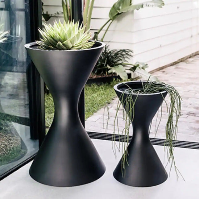 Modern Fiberstone Hourglass Planter for Stylish Home and Garden Decor