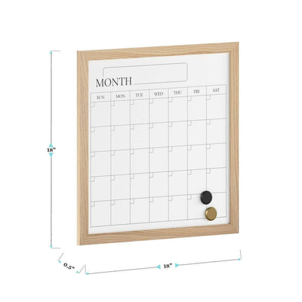 Dry Erase Magnetic Monthly Calendar with Woodgrain Frame Wall Planner Board