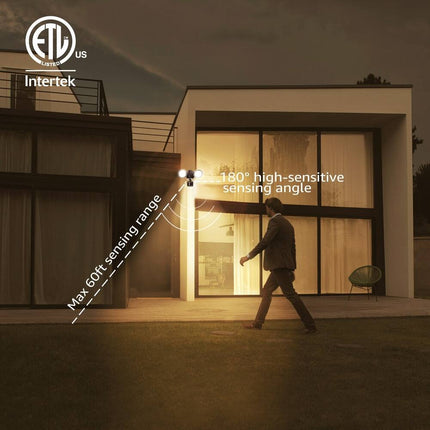 Dual-Head LED Wall Mount Flood Light Motion Sensor Outdoor Waterproof Security Light