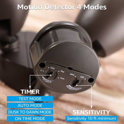 Dual-Head LED Wall Mount Flood Light Motion Sensor Outdoor Waterproof Security Light