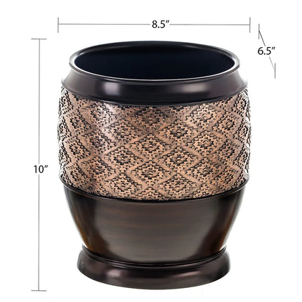 Dublin Brown Small Trash Can with Lid for Bathroom Kitchen Office Use