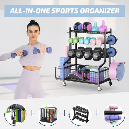Dumbbell & Weight Rack – Home Gym Storage for Yoga Mats & Exercise Balls