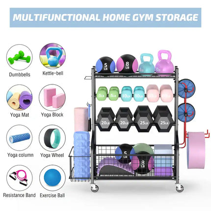 Dumbbell & Weight Rack – Home Gym Storage for Yoga Mats & Exercise Balls