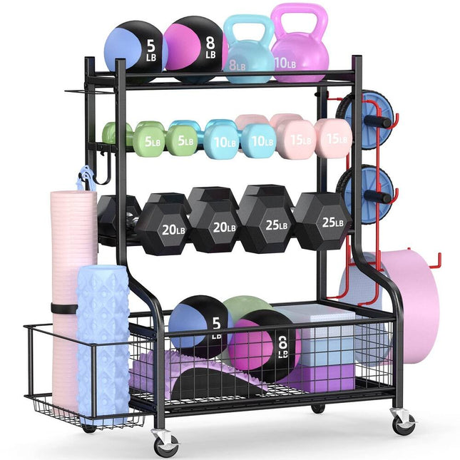 Dumbbell & Weight Rack – Home Gym Storage for Yoga Mats & Exercise Balls