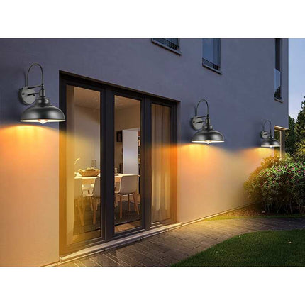 Set of 2 Farmhouse Gooseneck Wall Lights Waterproof Dusk to Dawn Outdoor Lighting