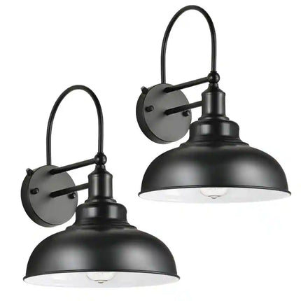 Set of 2 Farmhouse Gooseneck Wall Lights Waterproof Dusk to Dawn Outdoor Lighting