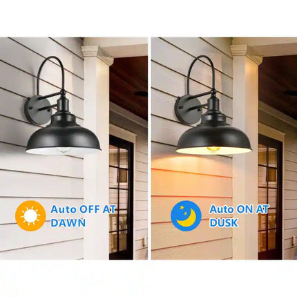 Set of 2 Farmhouse Gooseneck Wall Lights Waterproof Dusk to Dawn Outdoor Lighting