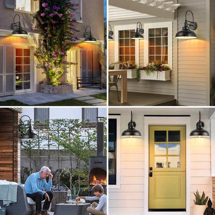 Set of 2 Farmhouse Gooseneck Wall Lights Waterproof Dusk to Dawn Outdoor Lighting