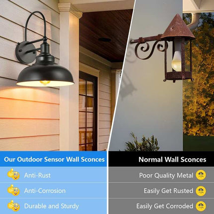 Set of 2 Farmhouse Gooseneck Wall Lights Waterproof Dusk to Dawn Outdoor Lighting