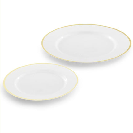Disposable 350 Piece Dinnerware Set for 50 Guests White Gold Design