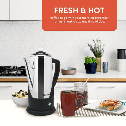 12 Cup Percolator Stainless Steel Coffee Maker EC120 Durable Brew Pot