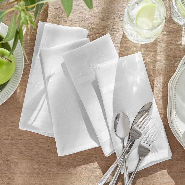 4 Pack Elrene Plaid Damask Fabric Napkins 17x17 Elegant Dining Set