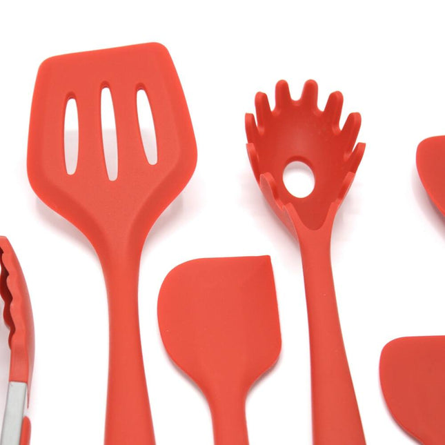 10 Piece Silicone Kitchen Cooking Utensils Set Heat Resistant Red