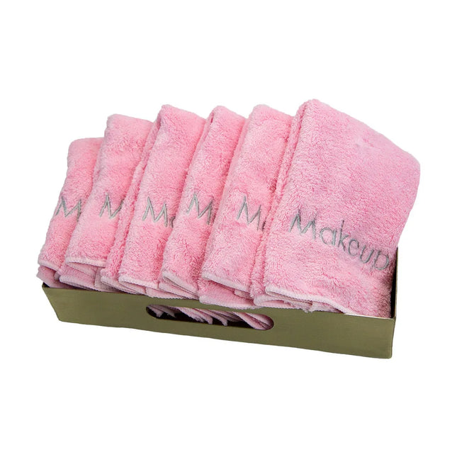 Embroidered Coral Fleece Microfiber Makeup Towels Set of 6 13x13 Soft Cloths