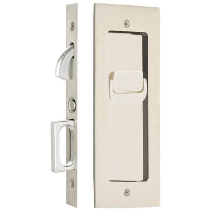 Modern Rectangular 7-1/4" Privacy Pocket Door Lock Polished Nickel