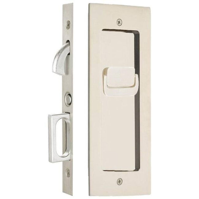 Modern Rectangular 7-1/4" Privacy Pocket Door Lock Polished Nickel