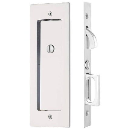 Modern Rectangular 7-1/4" Privacy Pocket Door Lock Polished Nickel