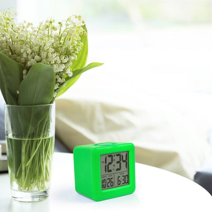 Equity Green Soft Cube LCD Alarm Clock with Smart Light Feature