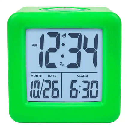 Equity Green Soft Cube LCD Alarm Clock with Smart Light Feature