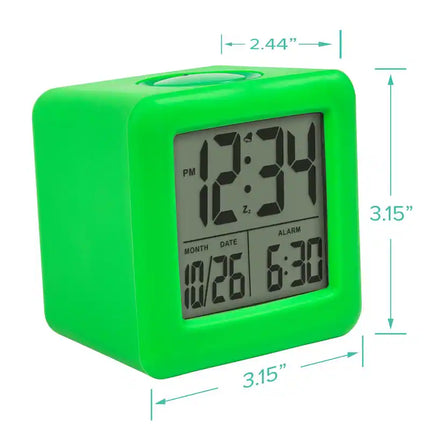 Equity Green Soft Cube LCD Alarm Clock with Smart Light Feature